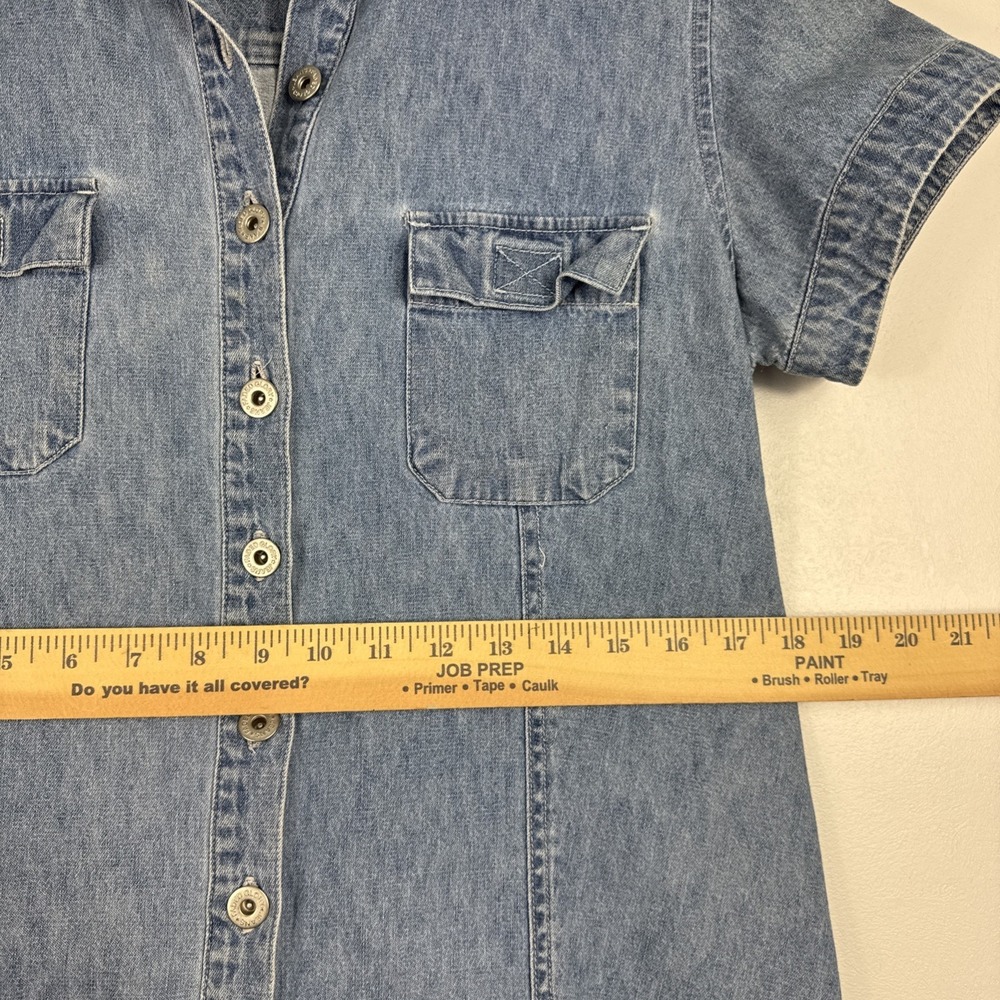 Vintage Faded Glory Denim Dress Womens 10 Button Front Short Sleeve Cottage 00s‎ - Picture 8 of 10